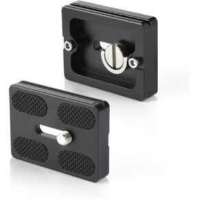 UTEBIT 50mm Arca Swiss Quick Release Plate, Aluminum QR Clamp Adapter Set with 3/8"&1/4" Screw Hole, Built-in Bubble Level Compatible with Manfrotto DSLR Camera Tripod Ball Head Monopod