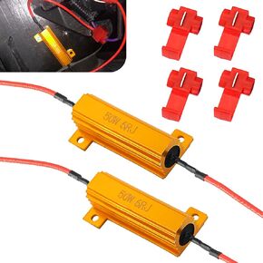 2 PCS Car Light Bulb Resistor, 50W 6RJ High Heat Dissipation Metal Shell High Resistance Anti-vibration Low Temperature Resistor, Modification Accessories, Compatible with Most Cars (Black)
