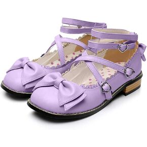 Japanese Sweet Lolita Low Chunky Heels Round Toe Bowtie Strappy Princess Shoes