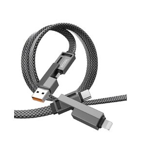 XCOOL USB C Cable, 4-in-1 USB-C Cable (6ft), 100W USB-C Charger Cable with Hook-and-Loop Fastener and Cable Management, USB-C Cable/Fast Charging for MacBook, iPad, iPhone, Samsung, Gray