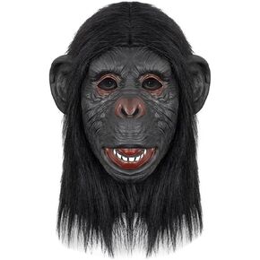 BXT Adults Halloween Animated Mask Monkey Gorilla Latex Masquerade Full Head Ape Mask Headwear for Cosplay Party