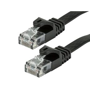 Monoprice - 109555 Cat5e Ethernet Patch Cable - Network Internet Cord - RJ45, Flat,Stranded, 350Mhz, UTP, Pure Bare Copper Wire, 30AWG, 50ft, Black