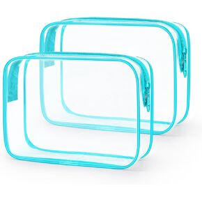 حقيبة أدوات الزينة معتمدة من Wedama TSA، حقائب مستحضرات التجميل 2 عبوة مع سحاب للحمل على ملحقات السفر في المطار، حقائب مكياج PVC للسفر، حقائب سفر بحجم ربع للرجال والنساء - أسود in Kuwait