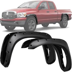 LEDKINGDOMUS Fender Flares Kit Compatible for 2009-2018 Dodge 2019-2023 Ram 1500 Classic (Exclude R/T Models), Smooth Black Finish Front Rear Wheels Pocket Rivet Style