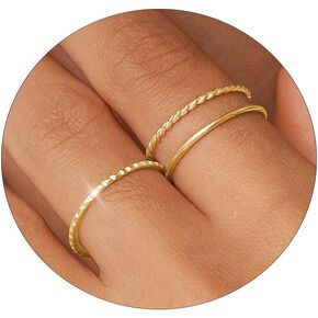 Gold Silver Rings for Women Non Tarnish Stackable Thin Gold Ring 18K Gold Plated Dainty Ring Set Trendy Thumb Pinky Knuckle Ring Wedding Bands Promise Engagement Gold Jewelry Rings Size 6 7 8 9 10 11