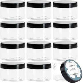 Qeirudu 4 oz Plastic Containers with Lids, 24 Pack Clear Empty Body Butter Jars with Lids and Labels, Round Cosmetic Containers for Sugar Scrubs, Lotion, Creams