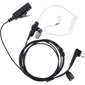 KS K-STORM Covert Acoustic Tube Walkie Talkie Earpiece Surveillance Headset with Mic Compatible with 2 Pin Motorola Two Way Radio (2 Packs)