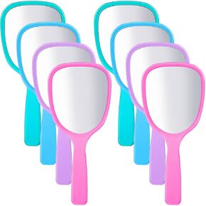 Jetec Small Handheld Hand Mirror Compact Travel Makeup Mirror for Classroom Handheld Cosmetic Personal Classroom Mirror Portable Vanity Mirror 3.15 * 7.09inch(Black, White,8 Pcs)