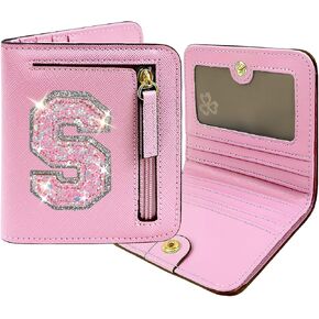 Initial RFID Wallet Small Teen Girl Gifts Trendy Stuff Women Birthday Graduation Christmas Gift Idea for Girls 6 7 8 9 10 11 12 13 14 Year Old Preppy Cute Girly Travel Necessities Purple A