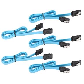 zdyCGTime SATA Cable III, 6Gbps 90 Degree Right Angle with Locking Latch 18 Inch 90-Degree to 180-Degree Plug for SATA HDD, SSD, CD Driver, CD Writer (5 Pack/Blue-90°)