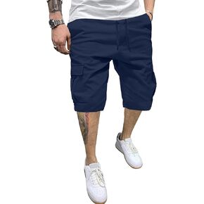 Men's Casual Cargo Jogger Shorts Drawstring Elastic Waist Summer Beach Shorts Athletic Stretch Short with 6 Pockets