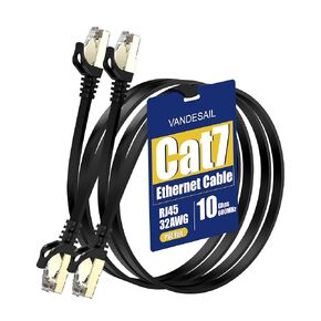 VANDESAIL Ethernet Cable, CAT7 Network Cable RJ45 High Speed STP LAN Cord for Laptop,PC,Router,Switch,Modem,PS4（15ft,Black,2pack