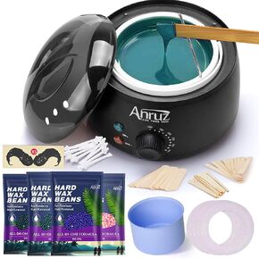 Waxing Kit for Women Men - Wax Kit for Hair Removal with Silicone Bowl,4 Bags Hard Wax Beads and 30 Applicator Sticks - at Home Use Wax Warmer for Full Body,Bikini,Eyebrow,Face, Sensitive Skin