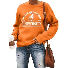 Halloween Sweatshirts for Women Halloweentown University T Shirt Funny Party Spooky Academy Pullover Sweatshirt