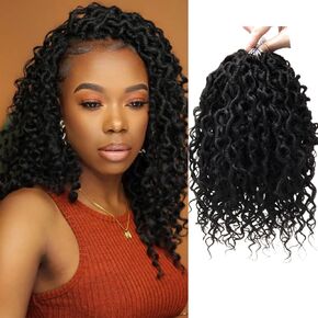 وصلات شعر كروشيه جديدة من Goddess Locs بطول 18 بوصة من River Fauxs Locs مموج ومجعد Fauxlocs ضفائر كروشيه بوهيمية 4 عبوات (1B، 18 بوصة)... in Kuwait
