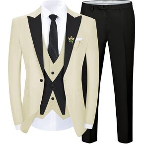 Tuxedo Men Suit Slim Fit 3 Piece Men Suits for Wedding Prom Groom Fashion One Button Blazer Vest Pants Set