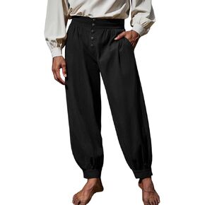 Runcati Mens Medieval Pirate Pants Renaissance Viking Knicker Colonial Halloween Cotton Gothic Costume Trousers