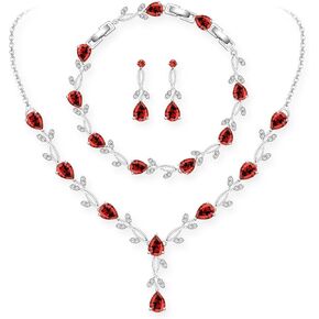 Wedding Jewelry Sets for Bride Bridesmaid Women Cubic Zirconia Necklace Earrings Bracelet Set Gift for Mother Friend Wife Daughter Sister Party Prom Jewelry