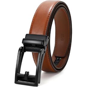 JASGOOD Boys Belt Leather Ratchet Dress Belt Kids Adjustable Leather Belt for School Uniform One Hand Release