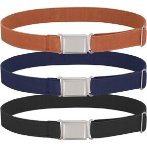 VONMELLI 3 pack Kids Adjustable Magnetic Belt Boys Girls Easy Clasp Stretchy Belt for School Uniform Pants