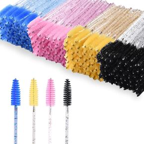 400 PCS Disposable Eyelash Mascara Brushes Makeup Brush Wands Applicator Makeup Kits (Black&Rose red)