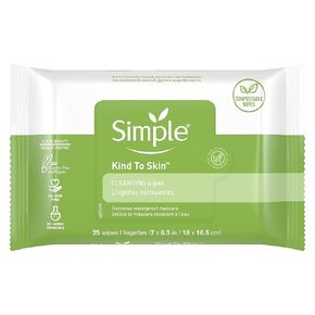 Simple Kind to Skin Cleansing Wipes Gentle and Effective Makeup Remover Micellar Free from color and dye, artificial perfume and harsh chemicals 25 Wipes
