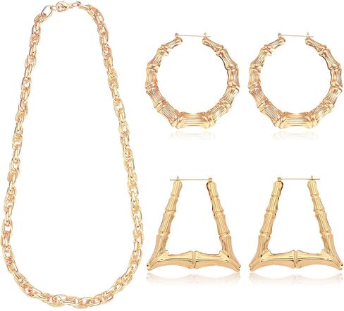 Harry and Henry 90s Dollar Sign Necklace Rings Set 80s Outfit for Women Hip Hop Party Gold 80s/ 90s Rapper Accessories Dollar Sign Necklace Rings Set in Kuwait