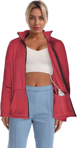 Mastectomy Shirts with Drain Pockets for Women Post Mastectomy Recovery Must Haves After Breast Surgery Zip Fleece Clothing in Saudi Arabia
