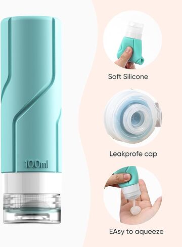 16 عبوة من زجاجات السفر، حاويات سفر من السيليكون مضادة للتسرب معتمدة من إدارة أمن المواصلات الأمريكية لمستلزمات الاستحمام، زجاجات أدوات الزينة للسفر، أساسيات السفر السائلة القابلة لإعادة الملء لوشن الشامبو والبلسم in Kuwait