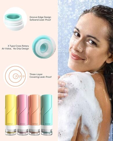 16 عبوة من زجاجات السفر، حاويات سفر من السيليكون مضادة للتسرب معتمدة من إدارة أمن المواصلات الأمريكية لمستلزمات الاستحمام، زجاجات أدوات الزينة للسفر، أساسيات السفر السائلة القابلة لإعادة الملء لوشن الشامبو والبلسم in Kuwait