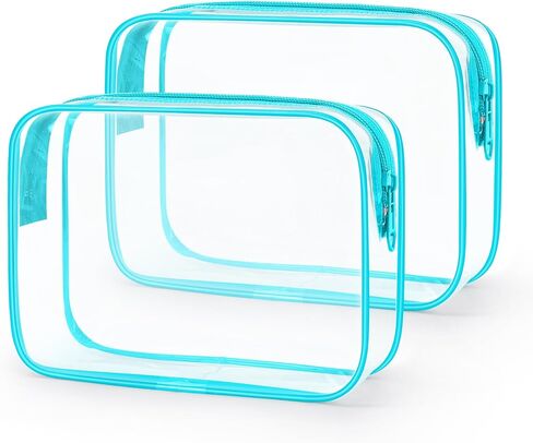 حقيبة أدوات الزينة معتمدة من Wedama TSA، حقائب مستحضرات التجميل 2 عبوة مع سحاب للحمل على ملحقات السفر في المطار، حقائب مكياج PVC للسفر، حقائب سفر بحجم ربع للرجال والنساء - أسود in Kuwait