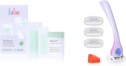 Billie Wax Kit - Body & Underarm - Easy & Convenient - No Heat - Made With Aloe & Avocado Oil - Vegan Soft-Gel - 36 wax strips - 6 post-wax serum wipes in Saudi Arabia