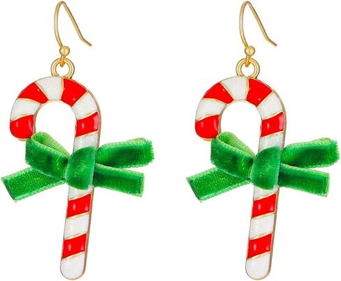 MALOYANVE Christmas Earrings for Women Girls Christmas Trees Bow Snowflake Bells Elk Candy Drop Dangle Earrings Holiday Stud Earrings with Xmas Organza Party Jewelry Gifts in Saudi Arabia