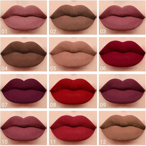 evpct CmaaDu 6Pcs Lipstick Matte Liquid Lipstick Lipgloss Set for Women, Dark Deep Bright Ruby Sexy Brick Red Mauve labiales mate 24 horas originales matte larga duracion 24 Hour Lipstick Long Lasting in Kuwait