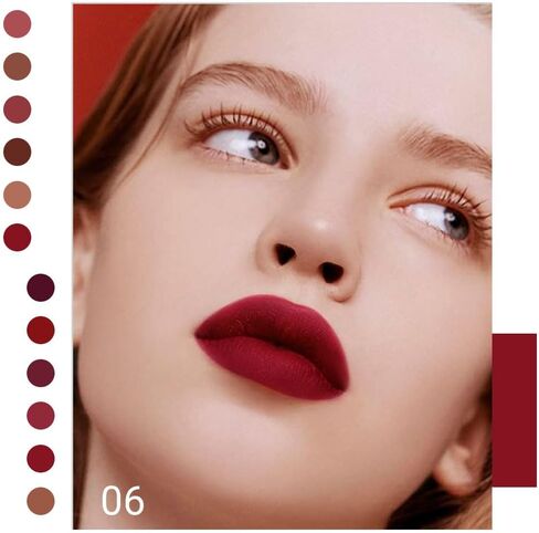evpct CmaaDu 6Pcs Lipstick Matte Liquid Lipstick Lipgloss Set for Women, Dark Deep Bright Ruby Sexy Brick Red Mauve labiales mate 24 horas originales matte larga duracion 24 Hour Lipstick Long Lasting in Kuwait