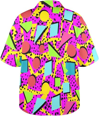 HUGLAZY 80s 90s الزي للنساء النيون حفلة الزي 80s قمصان هاواي الأزهار الاستوائية قمصان الصيف in Kuwait