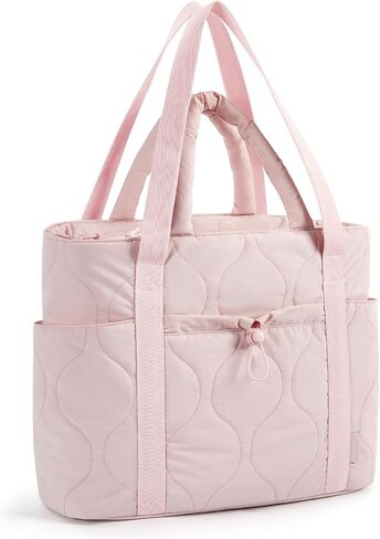 BAGSMART Puffer Tote Bag for Women, Quilted Travel Tote Bag for Work, Large Lightweight Travel Bags with Zipper in Saudi Arabia