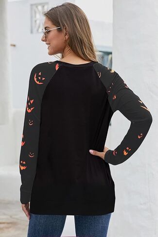 Halloween Pumpkin Face Sweatshirts Women Fall Pumpkin Long Sleeve Shirts Blouse Pumpkin Graphic Printed Crewneck Pullover Top in Saudi Arabia
