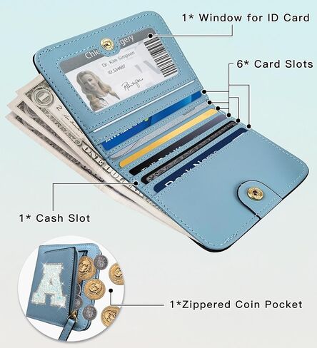 Initial RFID Wallet Small Teen Girl Gifts Trendy Stuff Women Birthday Graduation Christmas Gift Idea for Girls 6 7 8 9 10 11 12 13 14 Year Old Preppy Cute Girly Travel Necessities Purple A in Saudi Arabia