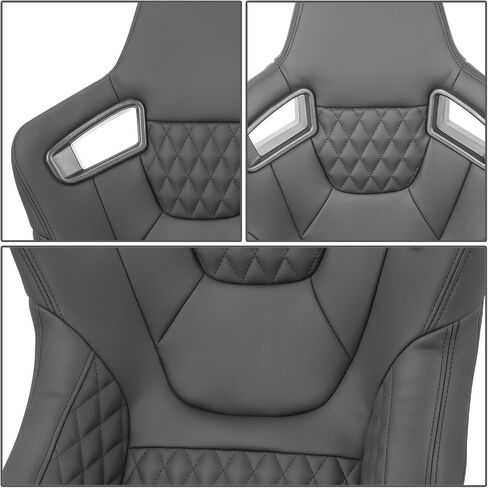 ‎DNA MOTORING Pair of Universal Reclinable Racing Seats with Sliders,20.5" W X 21" D X 37" H,White,RS-JBR-011-WH-WH in Saudi Arabia