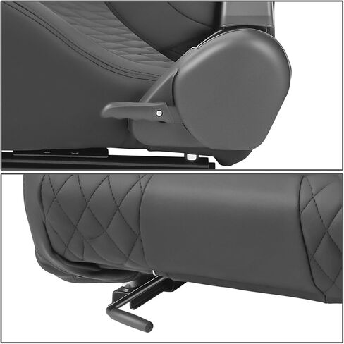 ‎DNA MOTORING Pair of Universal Reclinable Racing Seats with Sliders,20.5" W X 21" D X 37" H,White,RS-JBR-011-WH-WH in Saudi Arabia