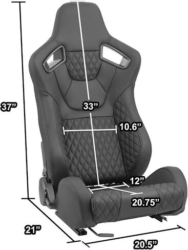 ‎DNA MOTORING Pair of Universal Reclinable Racing Seats with Sliders,20.5" W X 21" D X 37" H,White,RS-JBR-011-WH-WH in Saudi Arabia