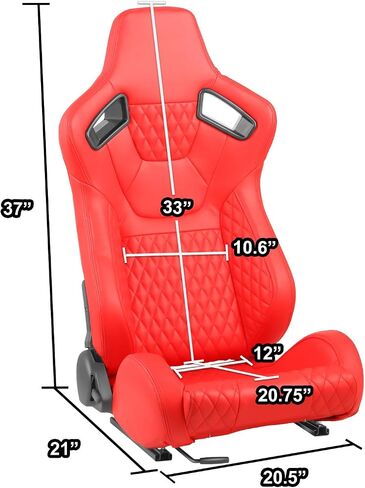 ‎DNA MOTORING Pair of Universal Reclinable Racing Seats with Sliders,20.5" W X 21" D X 37" H,White,RS-JBR-011-WH-WH in Saudi Arabia