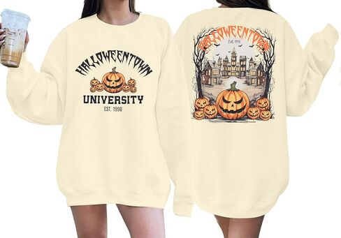 Halloween Sweatshirts for Women Halloweentown University T Shirt Funny Party Spooky Academy Pullover Sweatshirt in Saudi Arabia