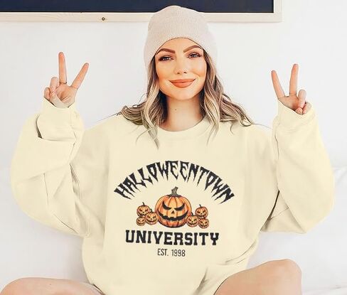 Halloween Sweatshirts for Women Halloweentown University T Shirt Funny Party Spooky Academy Pullover Sweatshirt in Saudi Arabia