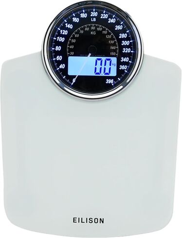 EILISON Highly Advance 2-in-1 Digital & Analog Weighing Scale for Body Weight-400lbs, 4 High Precison GX Sensor Accurate, Thick Tempered Glass, Extra Large Display (Red) in Saudi Arabia
