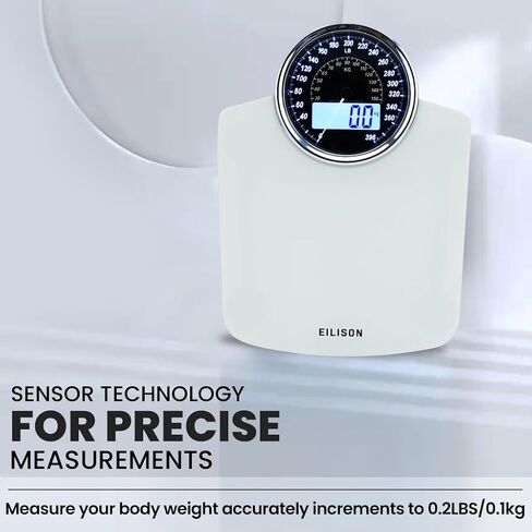 EILISON Highly Advance 2-in-1 Digital & Analog Weighing Scale for Body Weight-400lbs, 4 High Precison GX Sensor Accurate, Thick Tempered Glass, Extra Large Display (Red) in Saudi Arabia