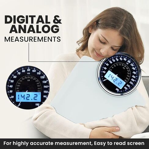 EILISON Highly Advance 2-in-1 Digital & Analog Weighing Scale for Body Weight-400lbs, 4 High Precison GX Sensor Accurate, Thick Tempered Glass, Extra Large Display (Red) in Saudi Arabia
