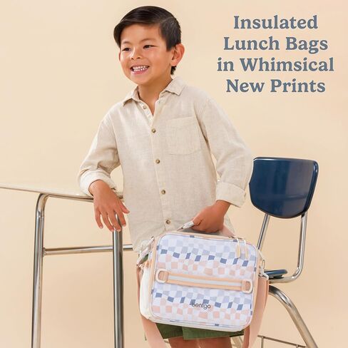 حقيبة غداء Bentgo® للأطفال (مجموعة Whimsy & Wonder) - حقيبة غداء متينة مزدوجة العزل للأطفال بعمر 3 سنوات فما فوق؛ يحمل صندوق الغداء/زجاجة المياه/الوجبات الخفيفة؛ قماش مقاوم للماء وجيوب بسحاب (Geo Speckle) in Kuwait