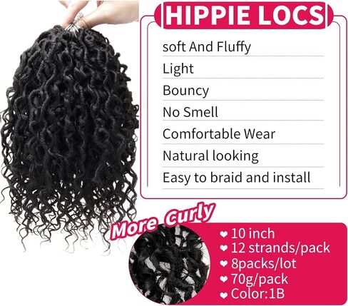 وصلات شعر كروشيه جديدة من Goddess Locs بطول 18 بوصة من River Fauxs Locs مموج ومجعد Fauxlocs ضفائر كروشيه بوهيمية 4 عبوات (1B، 18 بوصة)... in Kuwait